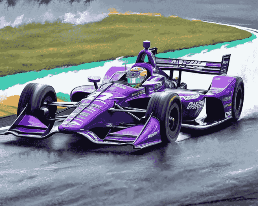 Purple Indy Car Racing Diamond Painting