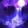 Purple Moonlight Waterfalls Diamond Painting