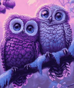 Purple Owl Animation Diamond Painting