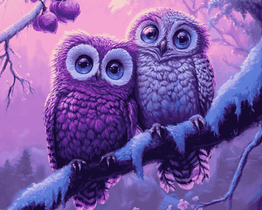 Purple Owl Animation Diamond Painting