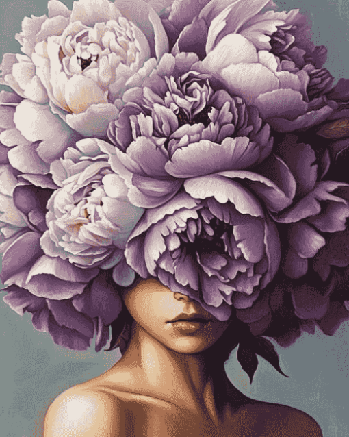 Purple Peonies Floral Diamond Painting