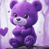 Purple Share Bear Animation Diamond Painting