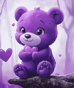 Purple Share Bear Animation Diamond Painting