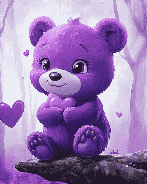 Purple Share Bear Animation Diamond Painting