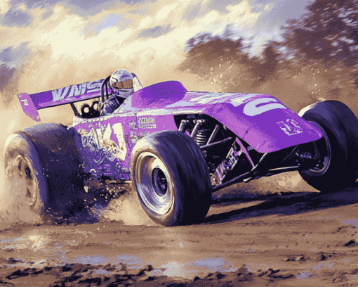 Purple Sprint Car Excitement Diamond Painting