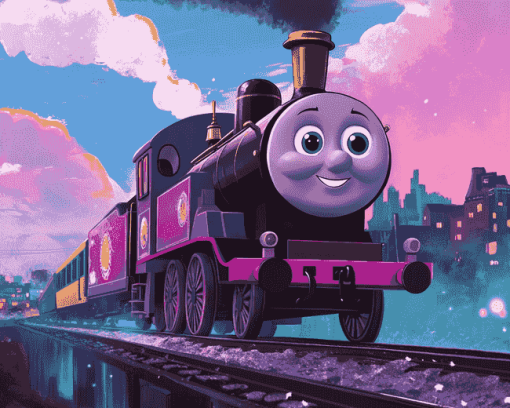 Purple Thomas and Friends Diamond Painting