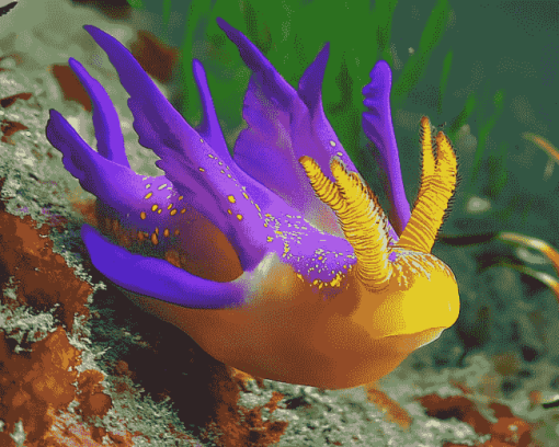 Purple Yellow Sea Slug Diamond Painting