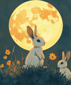 Rabbit and Moon Diamond Painting