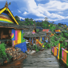 Rainbow Village Indonesia Scenic Diamond Painting