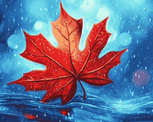 Rainy Maple Heart Diamond Painting