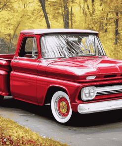 Red 64 Chevy Stepside Truck Diamond Painting