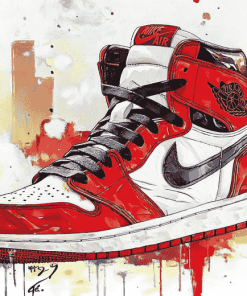 Red Air Jordan Sneakers Diamond Painting