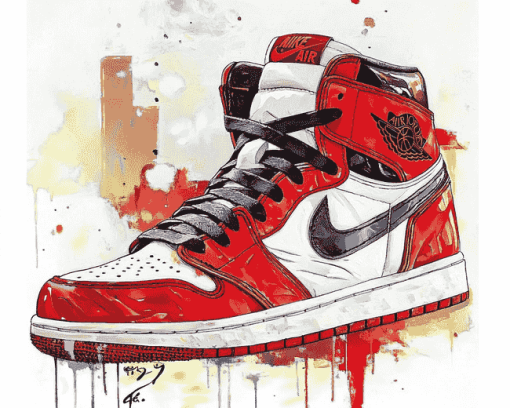 Red Air Jordan Sneakers Diamond Painting