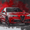 Red Alfa Rome Stelvio Engines Diamond Painting