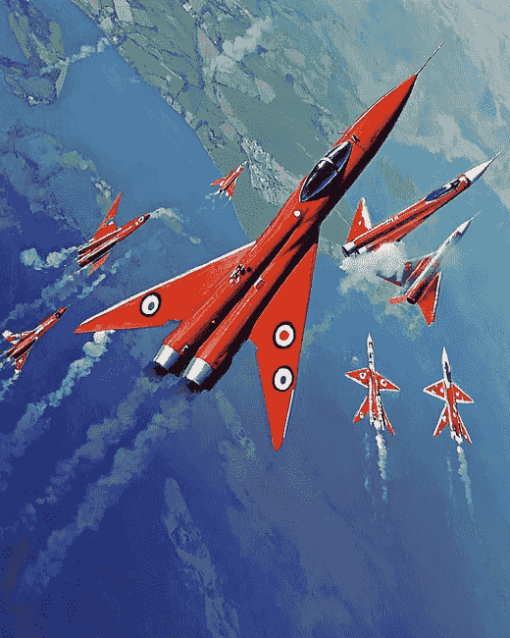 Red Arrows Vulcan Jets Diamond Painting