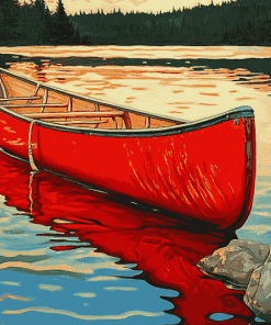 Red Canoe Lake Adventure Diamond Painting