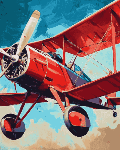 Red Fokkerdi Aircraft Diamond Painting