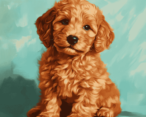 Red Goldendoodle Puppy Diamond Painting