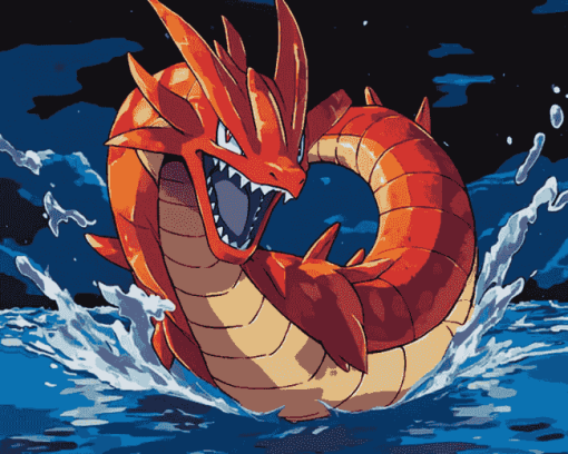 Red Gyarados Dragon Diamond Painting