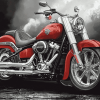 Red Harley Low Boy Motorcycles Diamond Painting