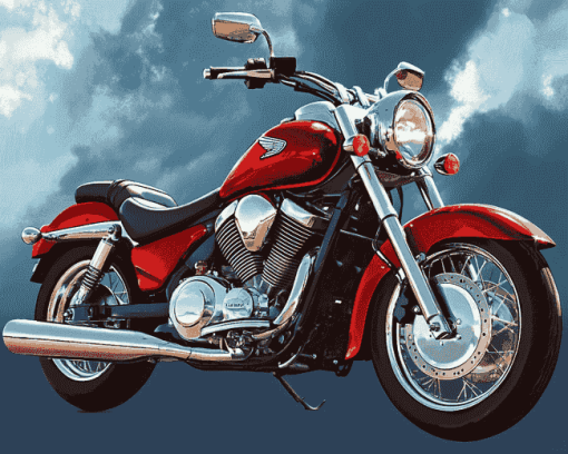 Red Honda Shadow Engines Diamond Painting