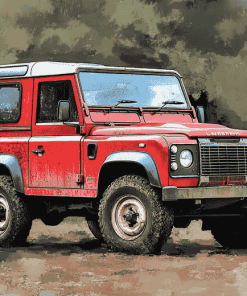 Red Land Rover SUV Diamond Painting