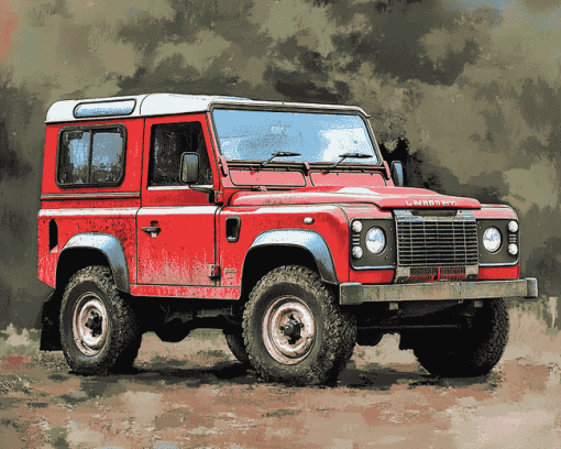 Red Land Rover SUV Diamond Painting