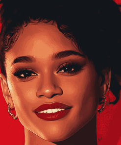 Red Lipstick Ariana DeBose Diamond Painting