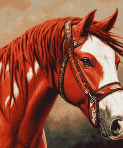 Red Native Horse Diamond Painting