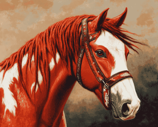 Red Native Horse Diamond Painting