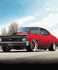 Red Nova Chevy Car Diamond Painting