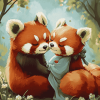 Red Panda Couple Anime Diamond Painting