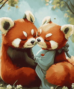 Red Panda Couple Anime Diamond Painting