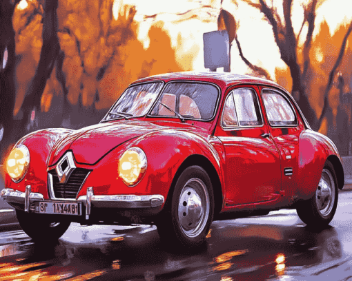 Red Renault Car Diamond Painting