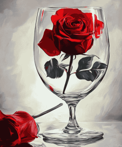 Red Rose Glass Bloom Diamond Painting