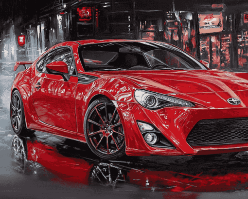 Red Scion Sports Car Diamond Painting