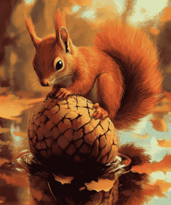 Red Squirrel Acorn Diamond Painting