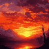 Red Sunset in National Parks Diamond Painting