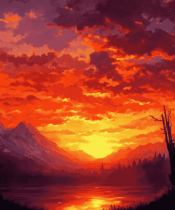 Red Sunset in National Parks Diamond Painting