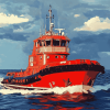 Red Tug Boat Marine Diamond Painting