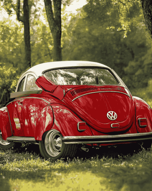 Red VW Super Beetle Diamond Painting