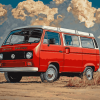 Red Vanagon Classic Vans Diamond Painting