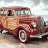 Red Woody Car Design Diamond Painting