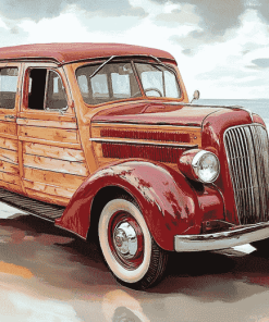 Red Woody Car Design Diamond Painting