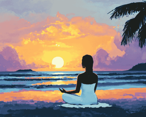 Relaxing Beach Yoga Diamond Painting