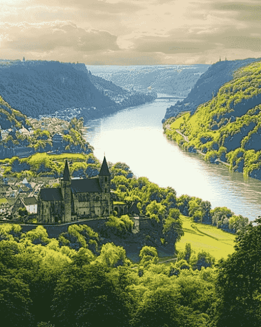 Rhine Valley Germany Scenic Diamond Painting