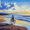 Riding a Bicycle by the Seaside Diamond Painting