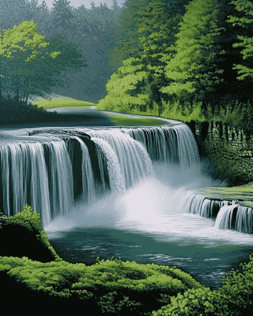 River and Waterfall Beauty Diamond Painting