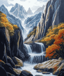 Rocky Mountain Waterfalls Diamond Painting