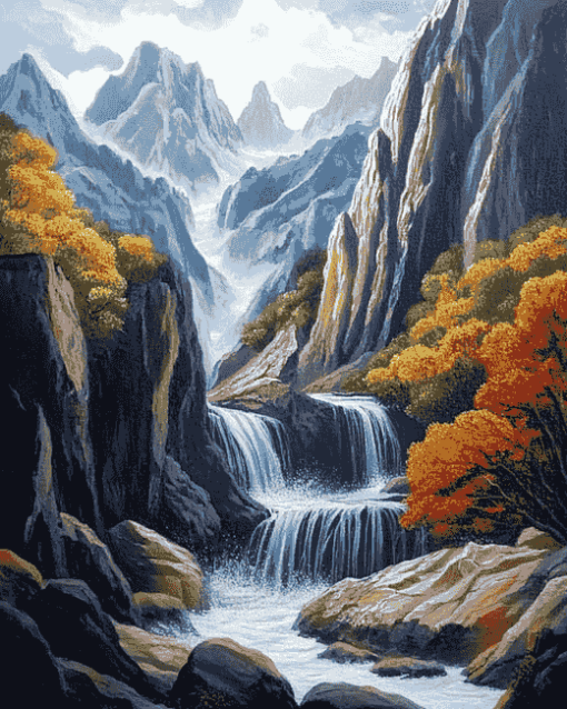 Rocky Mountain Waterfalls Diamond Painting